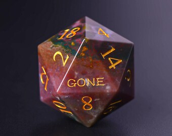 Set di dadi con gemma di agata muschiata colorata GONE: giochi da tavolo D&D