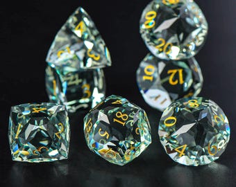 Prasioliet-edelsteen DND-dobbelstenen: tafel-RPG van zirkoonglas