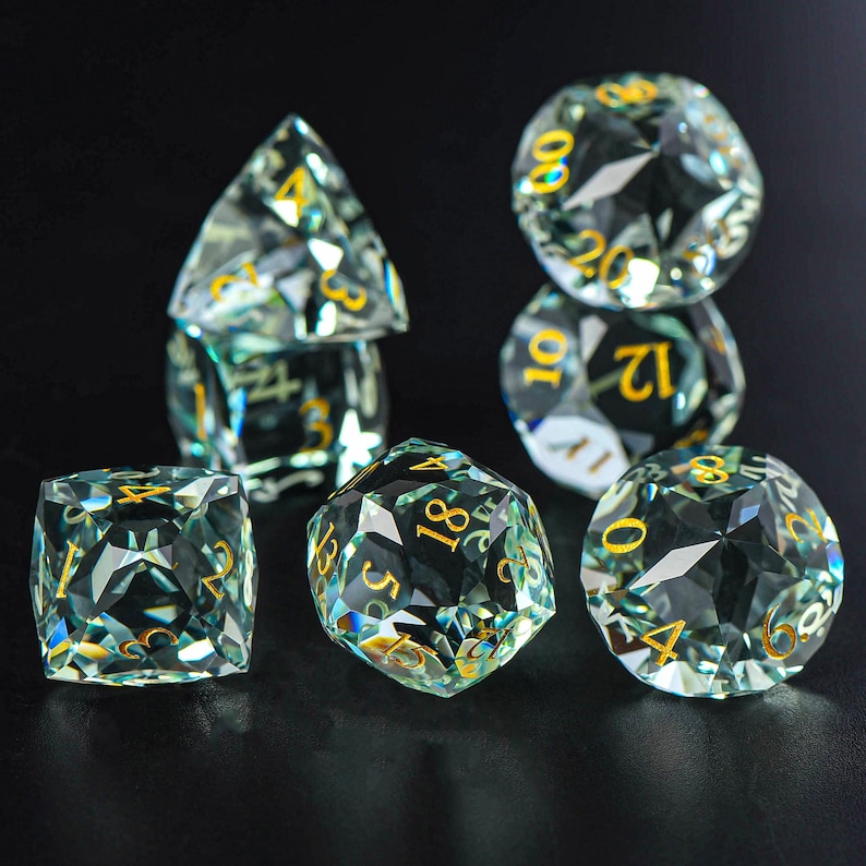 Prasiolite Gemstone DND Dice Set: Zircon Glass Tabletop RPG - Etsy