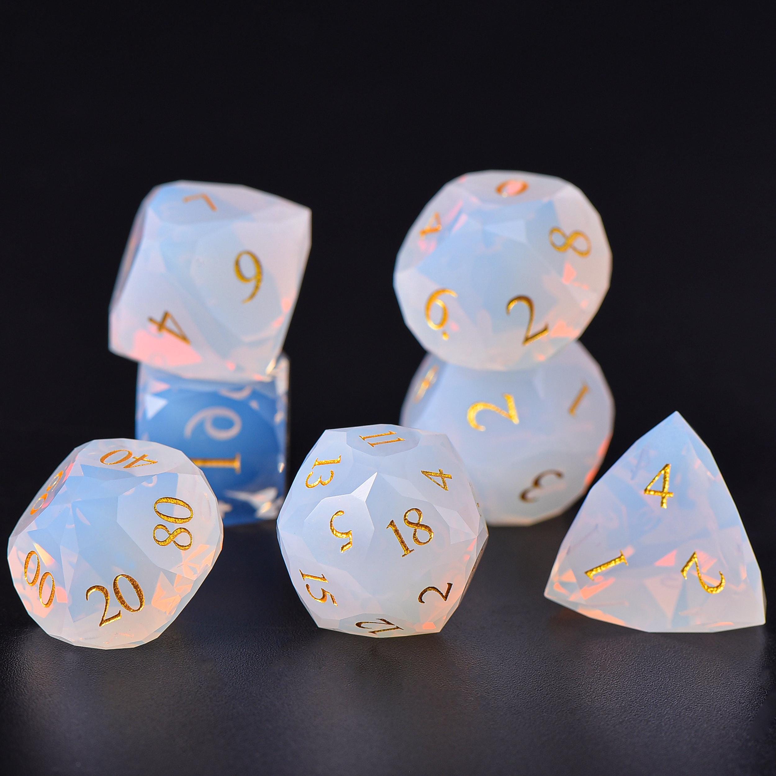 Cut Face Opalite Gemstone Dice Set