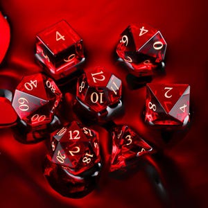 Blood Rage K9 Crystal Gemstone Dice | Handmade Gemstone Dice Set For RPG | Dungeons and Dragons Dice | Demon's Blood DND Dice Set | Gaming
