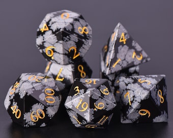 Juego de dados de obsidiana de copo de nieve: dados de piedras preciosas de D&D RPG