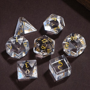 Clear Zircon Gemstone Dice Set: Polyhedral RPG Dice