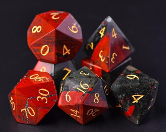 Africa Bloodstone Gemstone Dice Set: Dungeons and Dragons, Tabletop Gaming