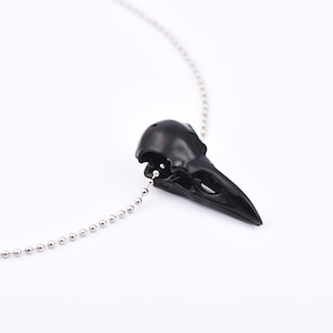 Obsidian Raven Skull Pendant Necklace: Healing Crystal