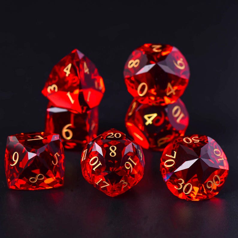 Ruby Gemstone DND Dice Set: Zircon Glass, Tabletop RPG - Etsy