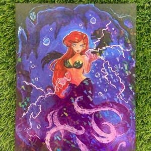 Holographic art print, Ariel the Little Mermaid Disney Art