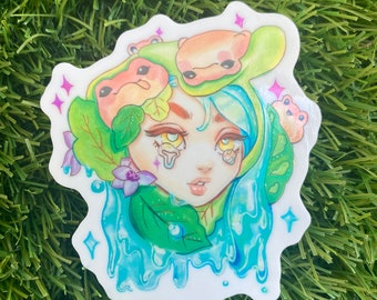 Adesivo holográfico anime menina sapo menina bonito anime colorido adesivo para laptop adesivo de vinil