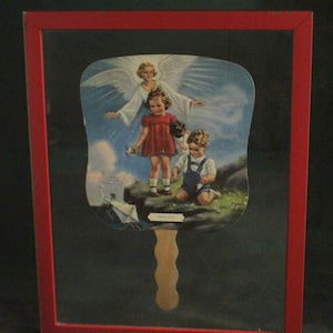 Framed Vintage Religious Advertising Fan