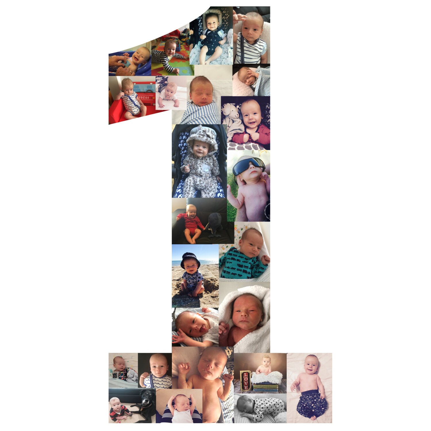 Number Collage Photo Collage Number Photo Collage Birthday Etsy