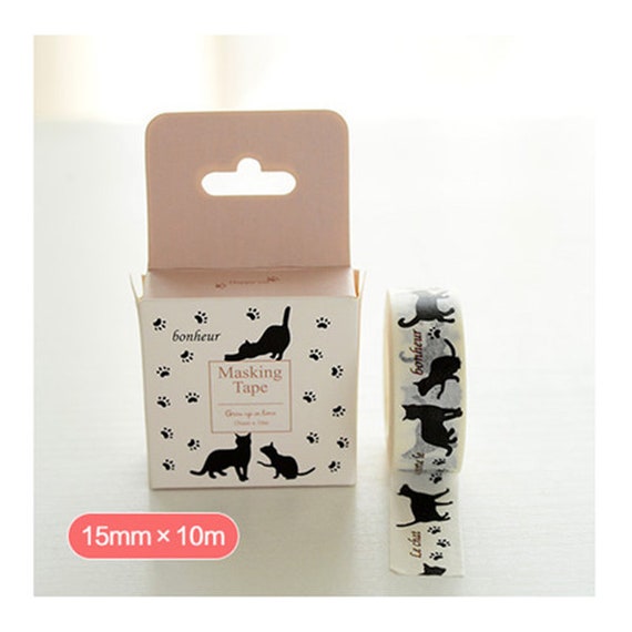 Cat Washi Tape, Black Cat Washi Tape, Kitten Washi Tape, Washi Tape, Cat  footprints washi tape, Cute washit ape