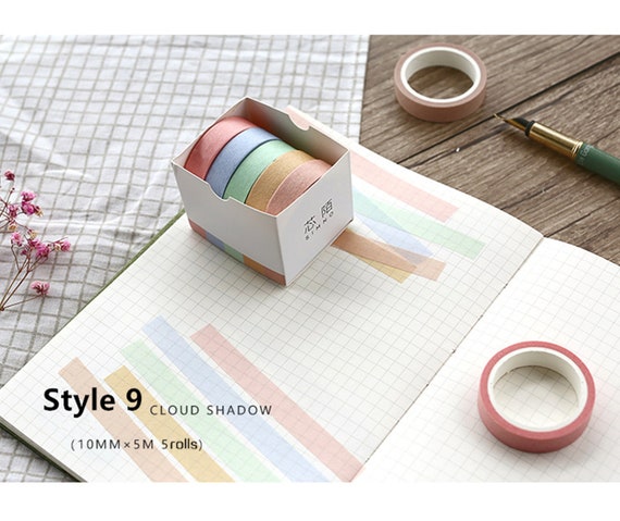 5pcs Colorful Washi Tape Set, 5pcs Assorted Colors Washi Tape Set, Solid  Color Washi Tape, Colored Masking Tape, Washi Tape Set 