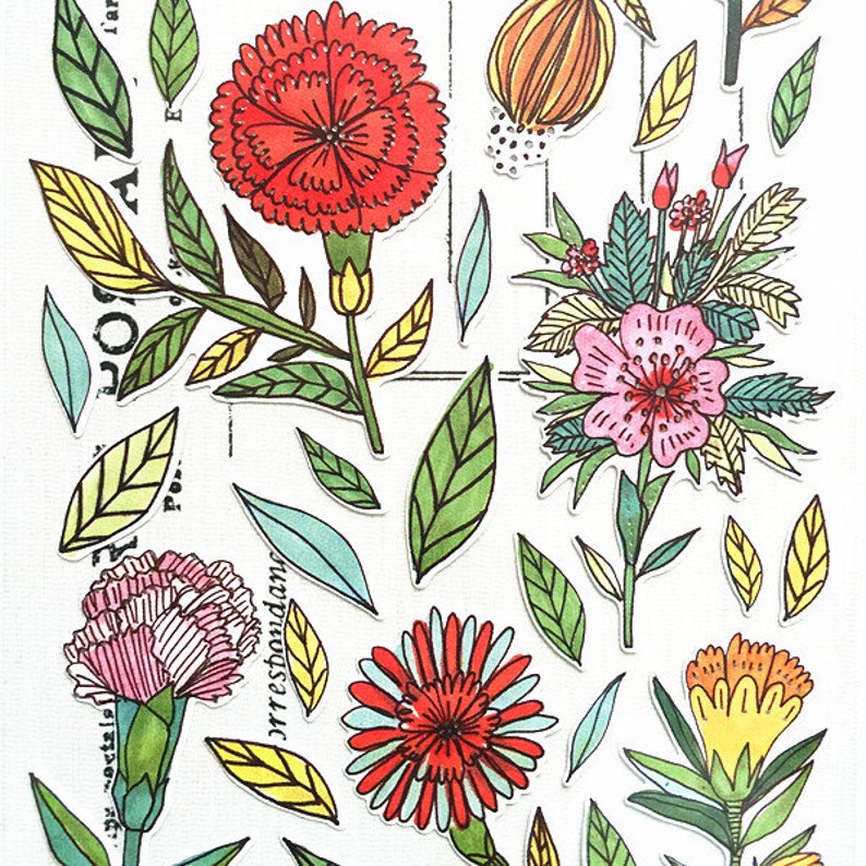 Plant Sticker Flowers Sticker Scrapbooking Etsy