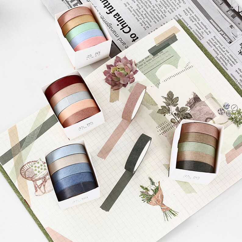 5pcs Colorful Washi Tape Set 5pcs Assorted Colors Washi Tape Etsy