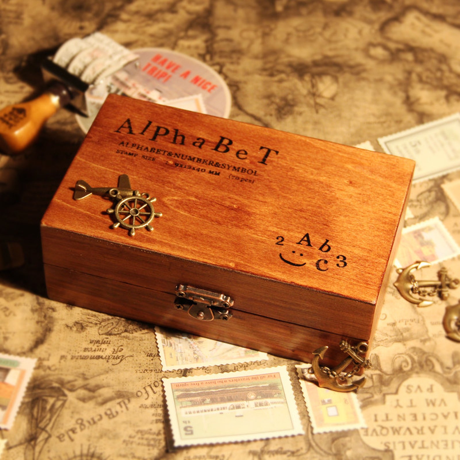 A Box of 70 Pcs Wooden Rubber Stamp Wooden Stamps Letter Etsy