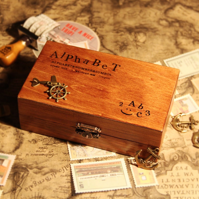 A Box of 70 Pcs Wooden Rubber Stamp Wooden Stamps Letter Etsy