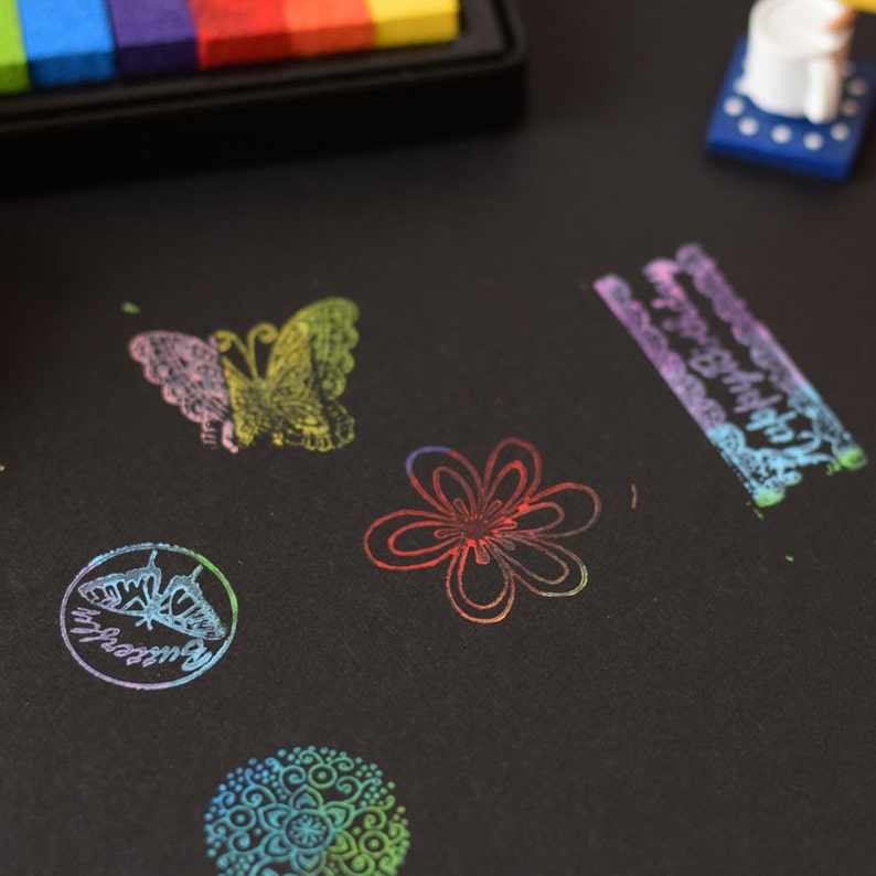 6 Colors Ink Pad Rainbow Ink Pad Thumbprint Ink Pads Ink Etsy