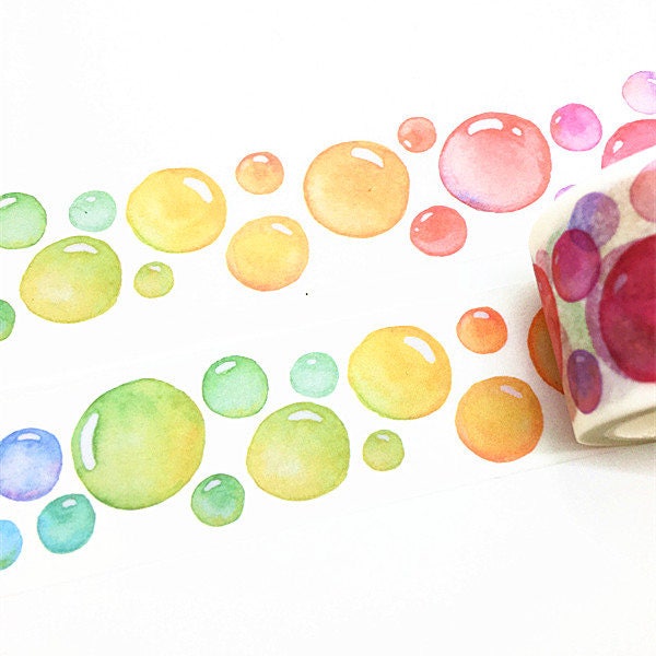 Washi Tape, Color Polka Dot Washi Tape, Wave Point Washi Tape, Rainbow Paper Tape, Dot Washi Tape, Bubble washi tape