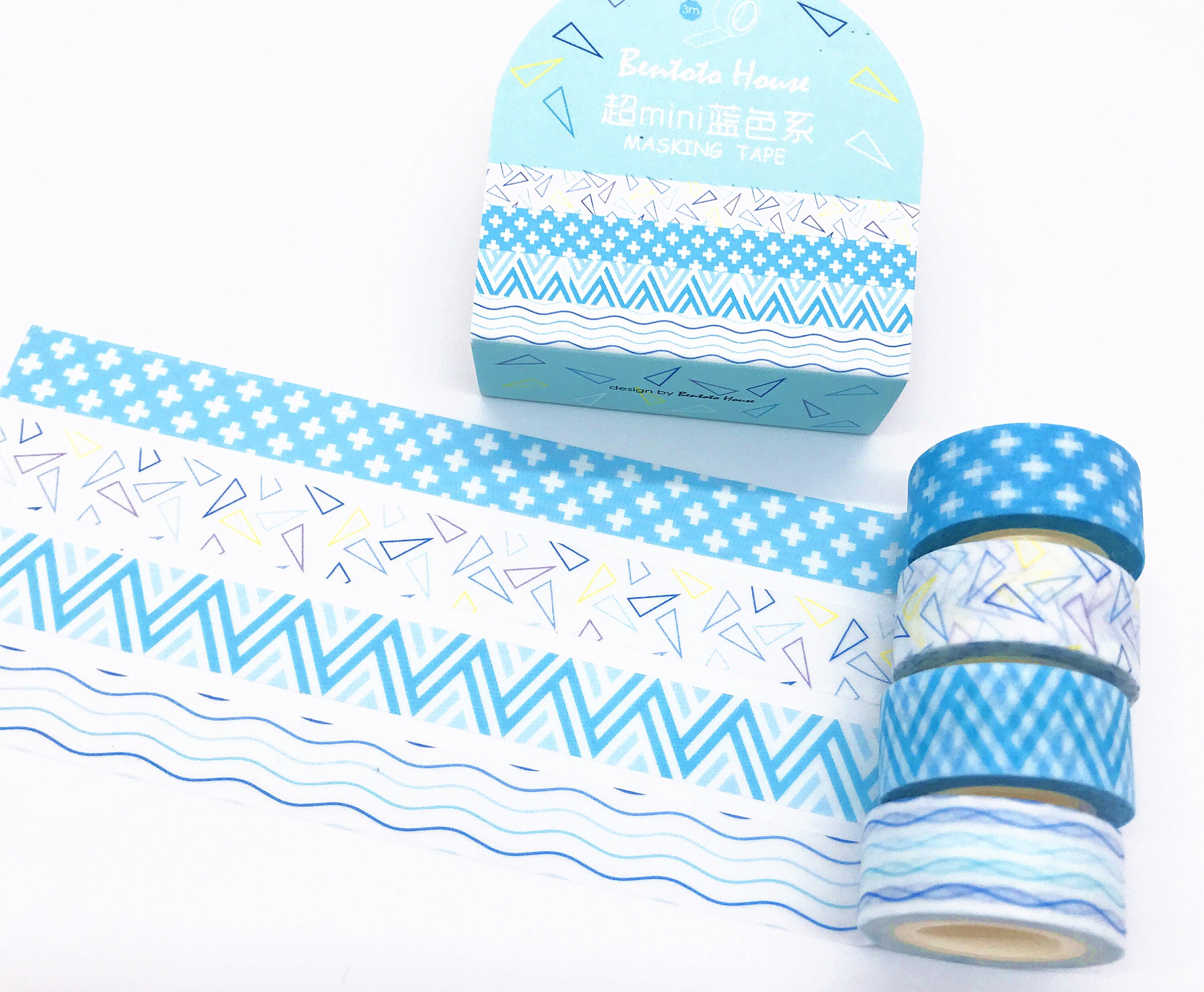 Set of 4 washi tapes Washi tape set Blue washi tape Wave Etsy
