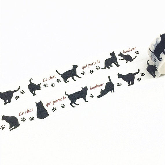 Cat Washi Tape, Black Cat Washi Tape, Kitten Washi Tape, Washi Tape, Cat  footprints washi tape, Cute washit ape