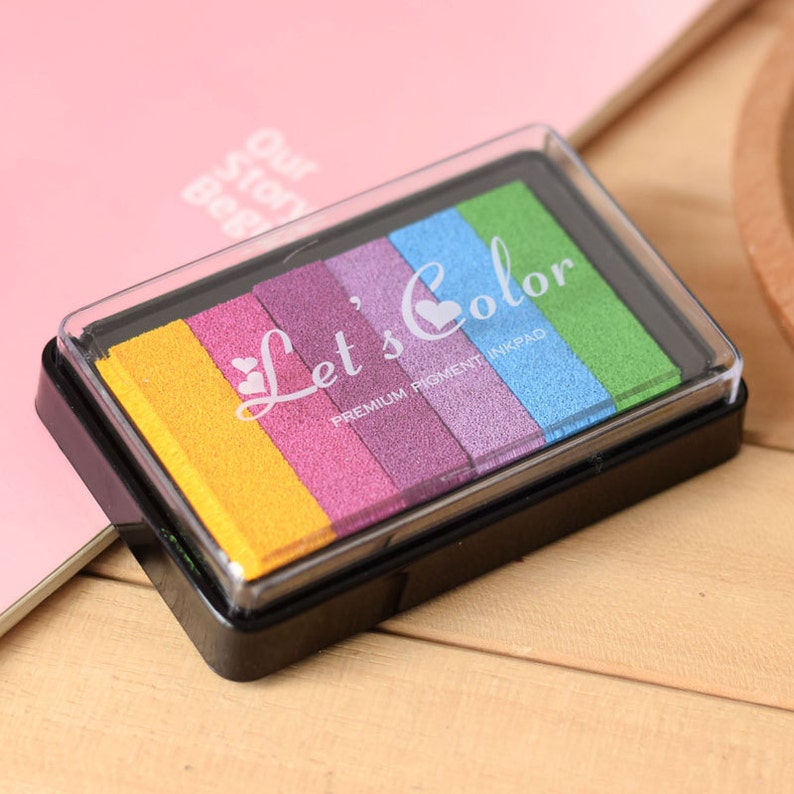 6 Colors Ink Pad Rainbow Ink Pad Thumbprint Ink Pads Ink Etsy