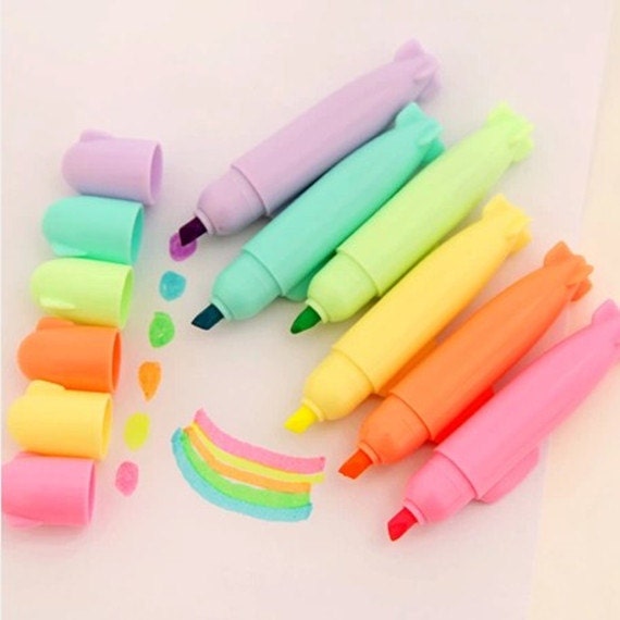 Set of 6 Assorted Candy Color Highlighter Pens, Set of 6 Color Pens, Color  Pen 