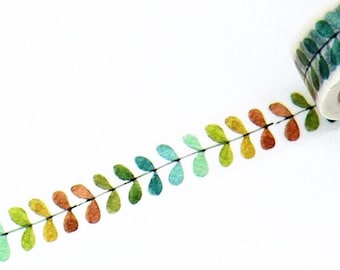 Beautiful Washi Tape, Colorful Leaves Paper Tape, Decorative Tape, Leaf Washi Tape, Plants Washi Tape, Papercraft, colorful Vine Washi tape