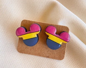 Pansexual Mickey Mouse Stud Earrings | Pride | Disney | Light Weight | Equality Mickey Mouse Studs