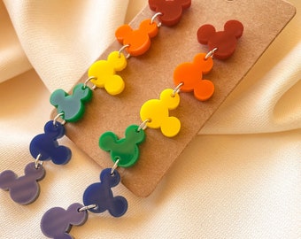 Rainbow Mickey Mouse Statement Earrings | Pride | Mouse Ear Earrings | Disney Jewelry