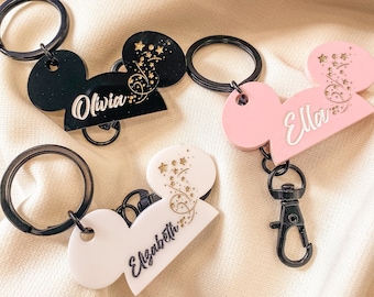 Porte-clés personnalisé oreilles Mickey Club - cadeau pour amoureux Disney / breloque de sac tendance / porte-clés Mickey personnalisé