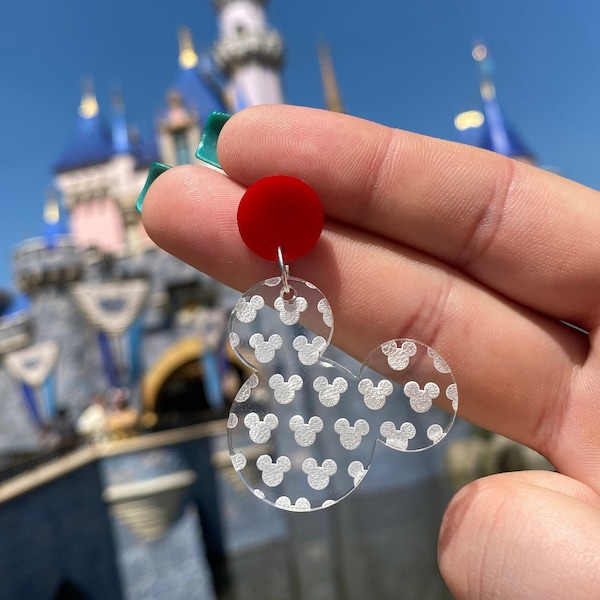 Pendientes de Mickey Mouse - Joyas Disney - Pendientes de Mickey - Silueta acrílica - Pendientes para uso diario - Regalo para ella/ellos
