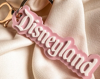 Disneyland 3D-Printed Keychain – Light Pink - Bag Charm - Disney