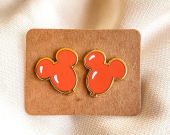 Orecchini Disney in metallo rosso con palloncino di Topolino / Walt Disney / Orecchini per orecchie di topo / Gioielli Disney