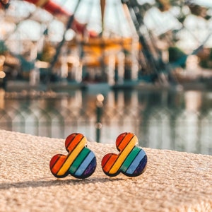 Rainbow Mickey Mouse Stud Earrings Pride Disney Light Weight Fun Colorful Mickey Mouse Studs image 4