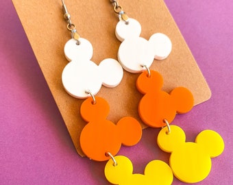 Disney Inspired Candy Corn Mickey Mouse Earrings | Halloween | Mouse Ear Earrings | Disney Jewelry