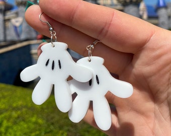 Pendientes de guantes de Mickey Mouse - Regalo amante de Disney / Adolescentes Adultos Declaración Pendientes colgantes Pendientes de Mickey Mouse Regalo inspirado en Disney para ella