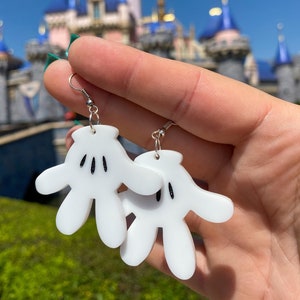 Mickey Mouse Gloves Earrings Disney Lover Gift / Teens Adults Statement Dangle Earrings Mickey Mouse Earrings Disney Inspired Gift for Her Large