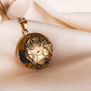 Médaillon de la Belle au bois dormant Collier Aurora Princesses Disney Bijoux Disney Cadeau pour elle/eux image 4