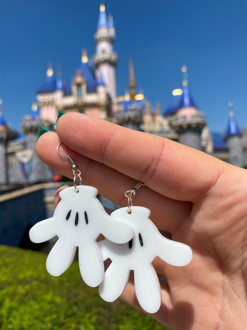 Boucles d'oreilles gants Mickey Mouse cadeau pour les amoureux de Disney / boucles d'oreilles pendantes pour adolescents adultes tendance boucles d'oreilles Mickey Mouse, cadeau inspiré de Disney pour elle Large