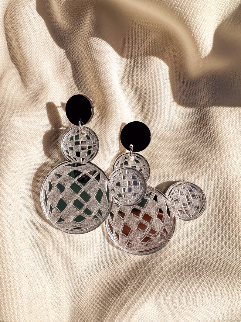 Disco Ball Mickey Earrings Retro Disney Earrings Disney Jewelry image 1