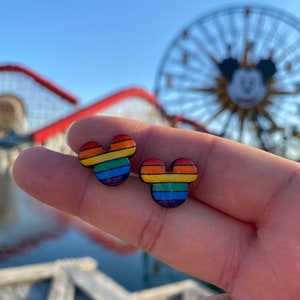 Rainbow Mickey Mouse Stud Earrings Pride Disney Light Weight Fun Colorful Mickey Mouse Studs image 7