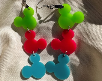 Boucles d'oreilles Mickey Mouse d'été inspirées de Disney | Enthousiaste | Boucles d'oreilles d'oreille de souris | Bijoux Disney