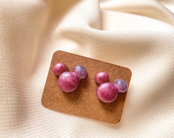 Multi gekleurde Shimmer Mickey Mouse Stud Oorbellen | Disney-sieraden | Mickey oorbellen | Hars Stud
