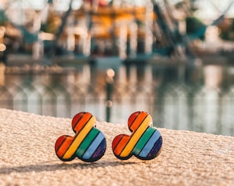 Rainbow Mickey Mouse Stud Earrings | Pride | Disney | Light Weight | Fun Colorful Mickey Mouse Studs