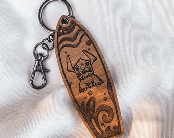 Tiki Stitch Key Chain - Disney Gift / Teens Adults Statement Bag Charm / Hawaii themed Inspired Gift