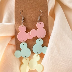 Disney Inspired Pastel Mickey Mouse Earrings Spring Mouse Ear Earrings Disney Jewelry image 5