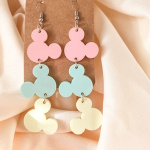 Disney Inspired Pastel Mickey Mouse Earrings Spring Mouse Ear Earrings Disney Jewelry image 3