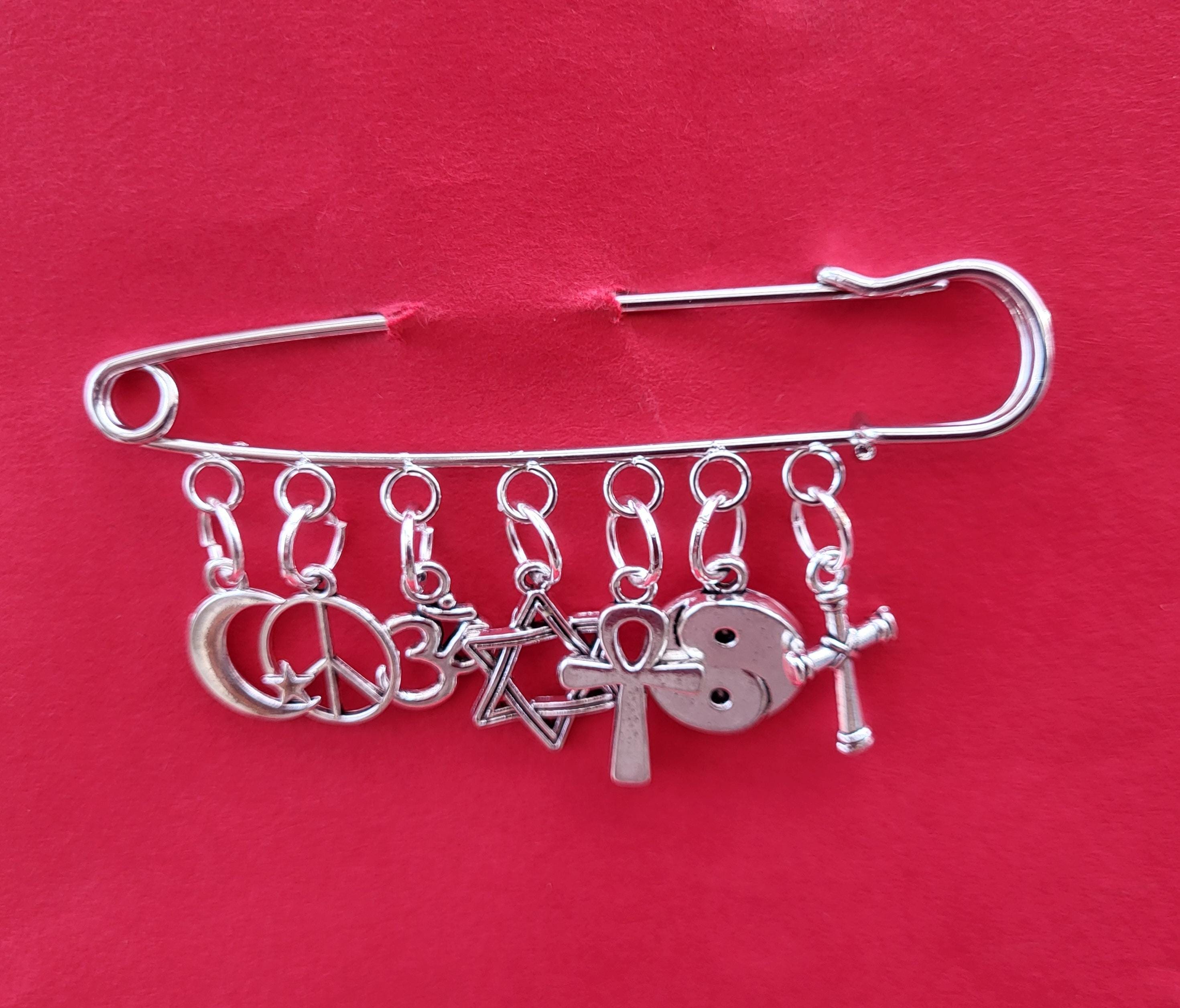 Coexist Pin COEXIST Silver Tone Charms KILT PIN Brooch to Represent All People ...