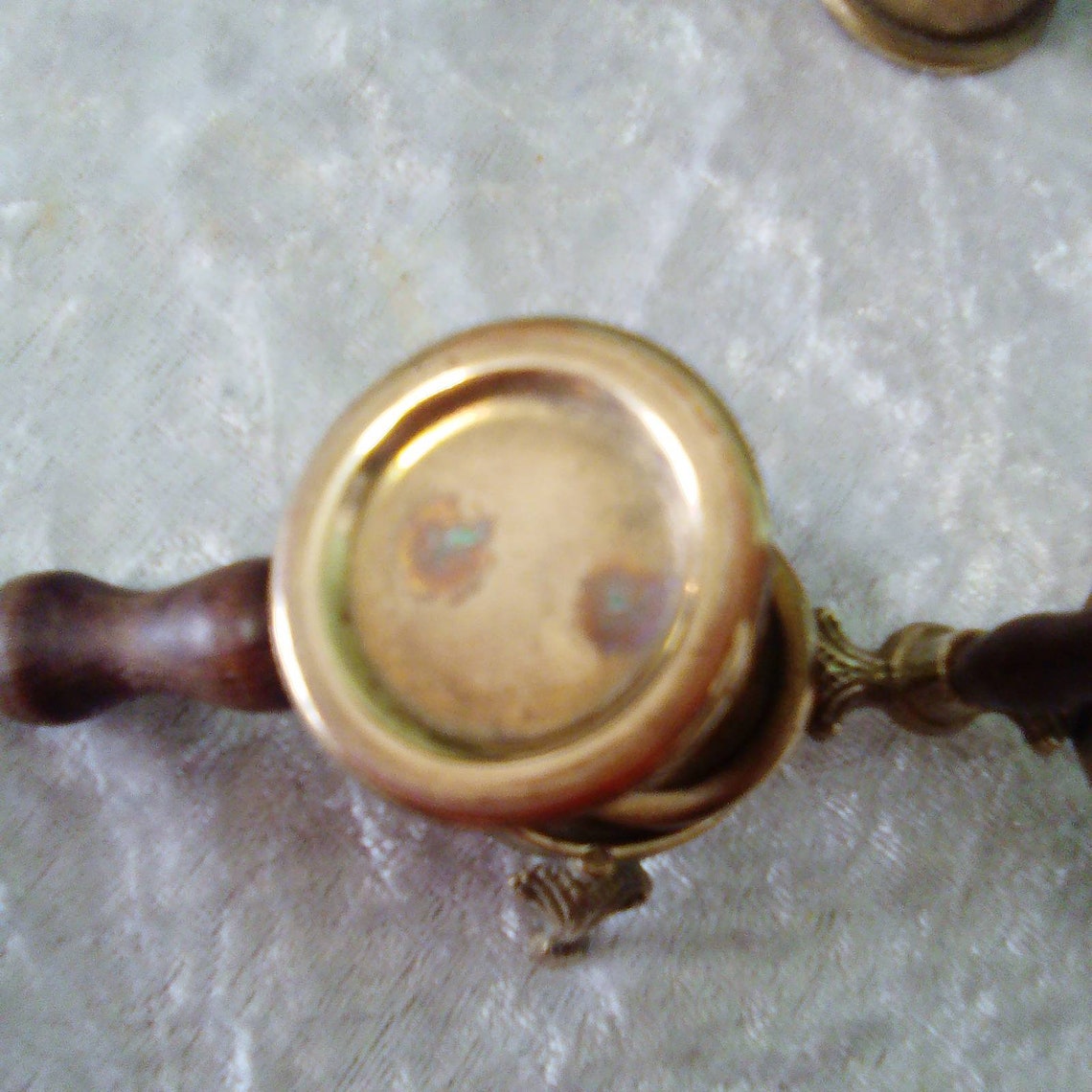 Unusual salt and pepper pots with stand in brass with wooden Etsy