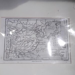 Vintage map of China/Japan and surrounding countries Original certificate, Dated 1887